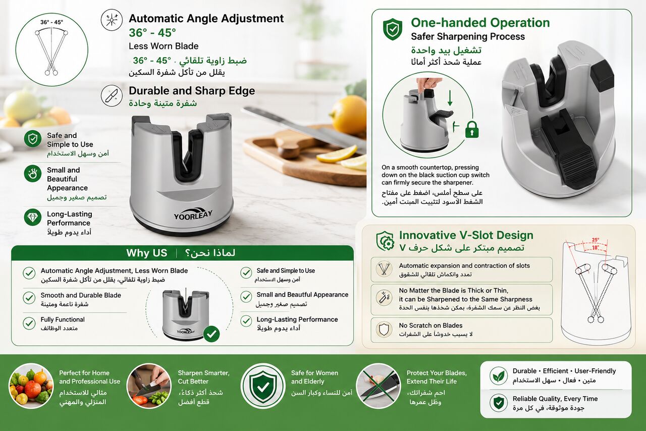 Al Manar, Household Items, SAR 50,  Professional Knife Sharpener With Strong Suction Base &ndash; Practical, Safe & Easy To Use
