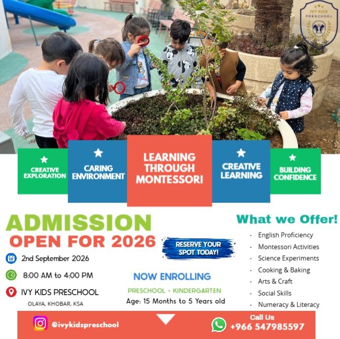 Riyadh, Daycare, ADMISSION OPEN | KINDERGARTEN |IVY KIDS PRESCHOOL