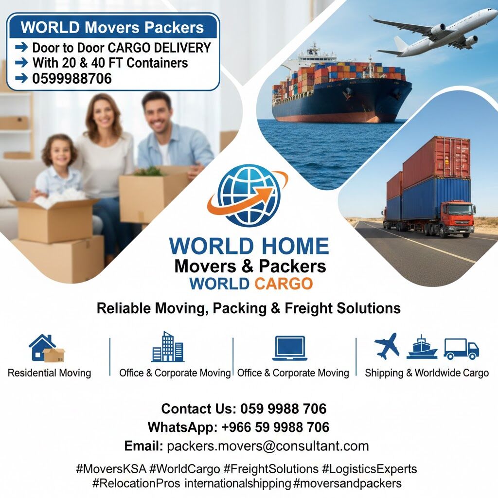 Dammam, Labor/Moving, WORLD Movers Packers➡️Door To Door CARGO DELIVERY➡️With 20-40 FT Containers➡️ 0599988706.`