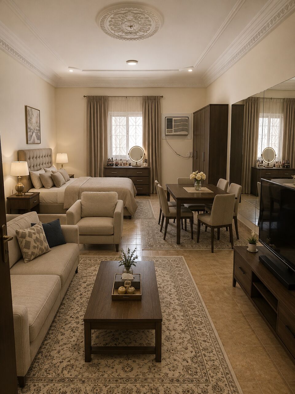 Riyadh, Rooms for Rent, SAR 1300/month,  Very Big Studio Room, With AC, Small Fridge, 2 Single Mattress, Separate Full Washroom REN