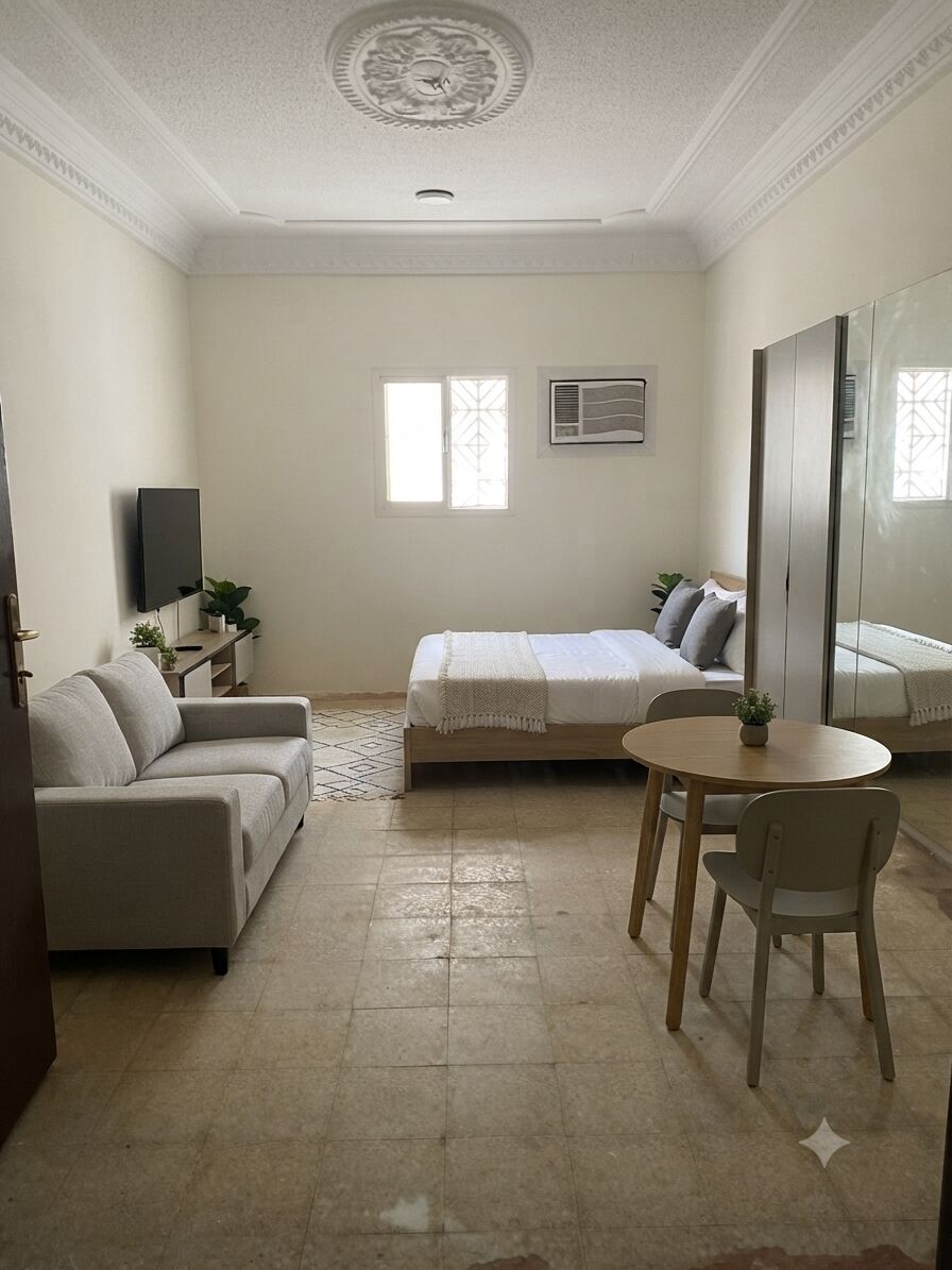 Riyadh, Rooms for Rent, SAR 1300/month,  Very Big Studio Room, With AC, Small Fridge, 2 Single Mattress, Separate Full Washroom REN