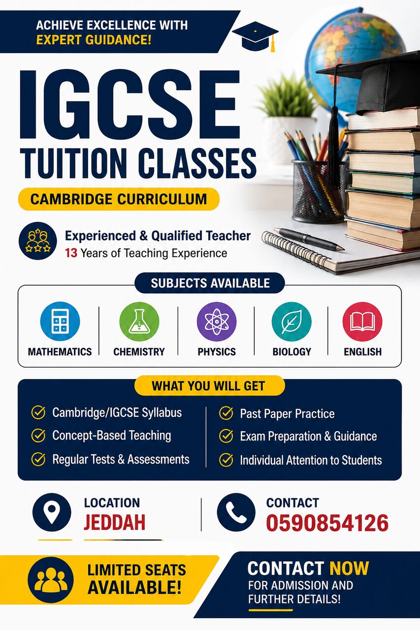 Jeddah, Education, IGCSE Tuition In Jeddah &ndash; Experienced & Qualified Teacher