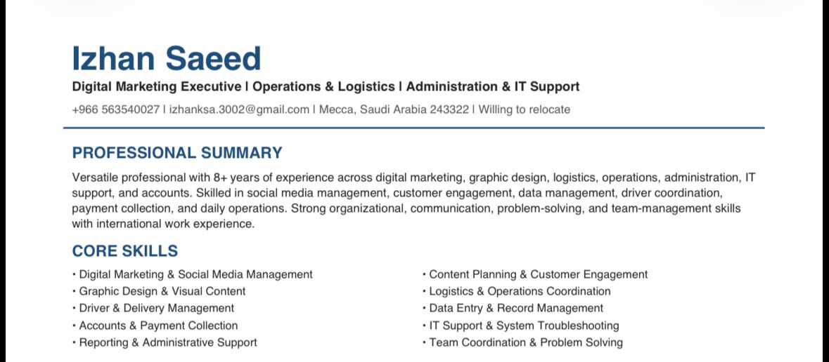 Jeddah, Job Seekers, Actively Seeking Job Opportunity