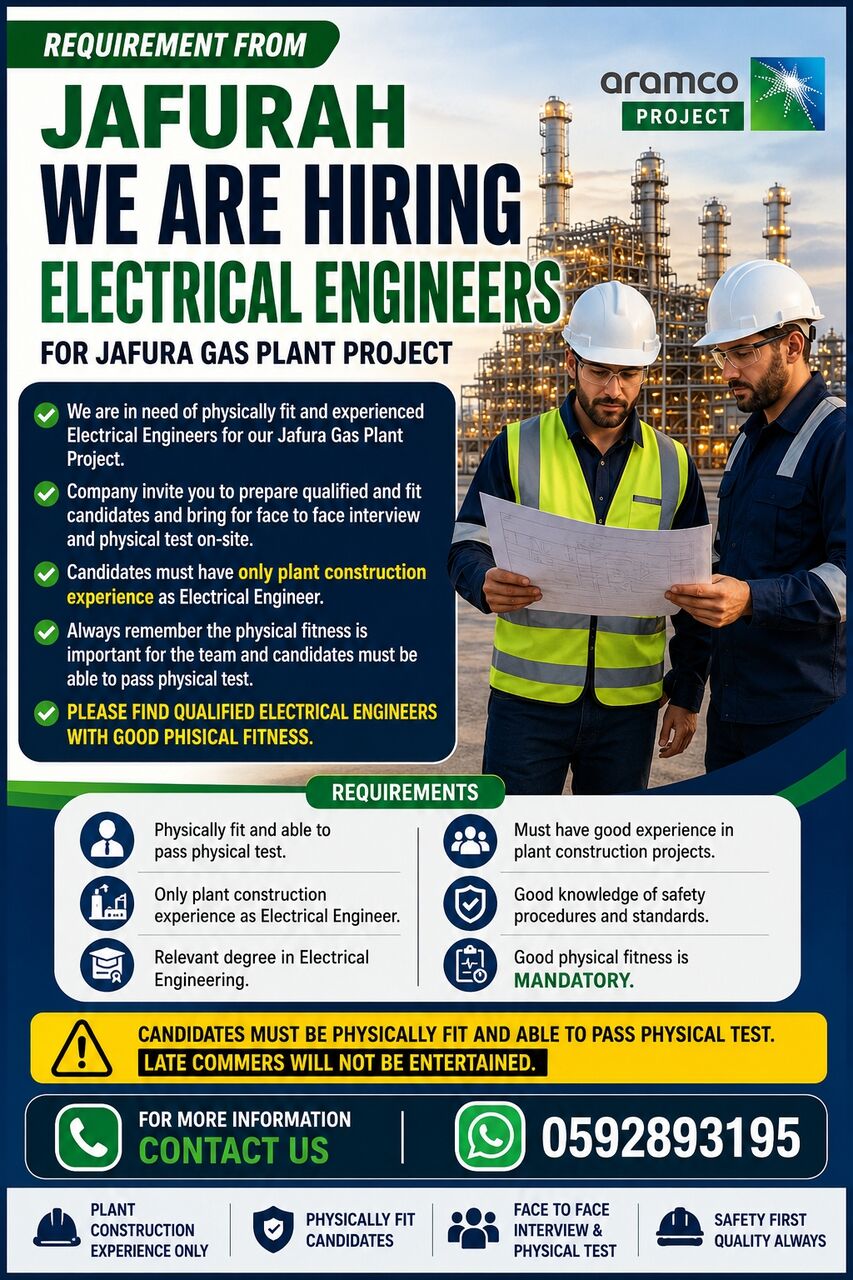 Jubail, Jobs, URGENT REQUIREMENT