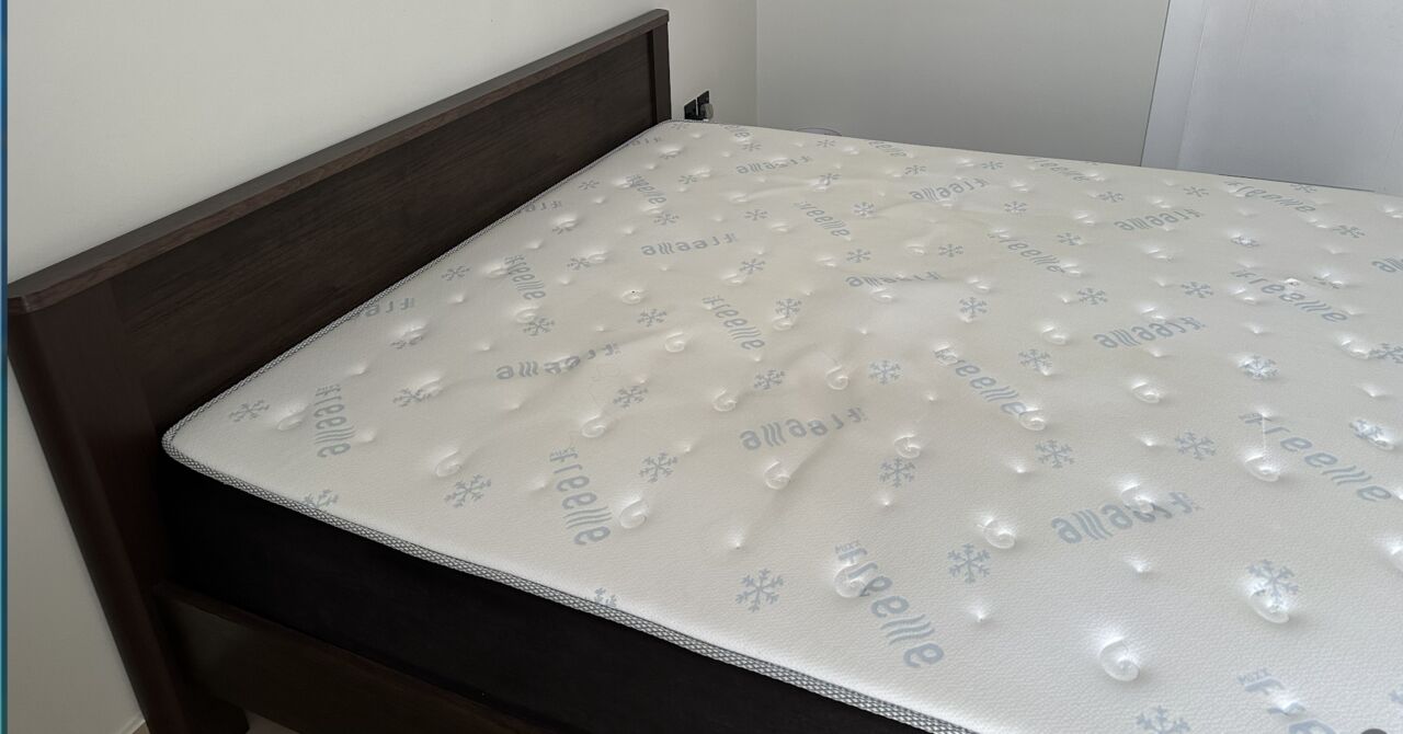 Riyadh, Furniture, SAR 1000,  King Bed Frame + Mattress (180×200) &mdash; Dark Wood