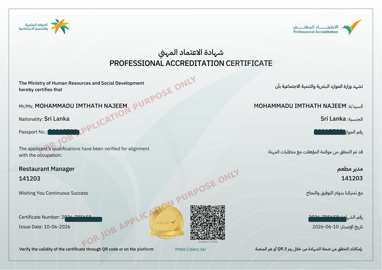 Makkah, Job Seekers, Restaurant Manager | 12+ Years GCC Experience | Immediate Joiner