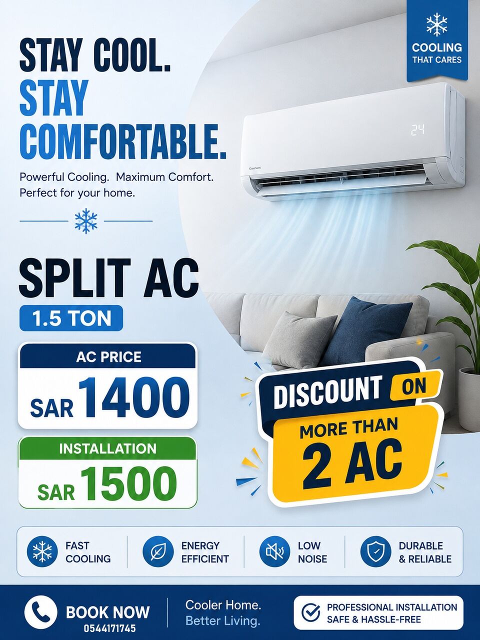 Jeddah, Air Conditioners, SAR 1400,  Split AC 1.5 Ton Brand New