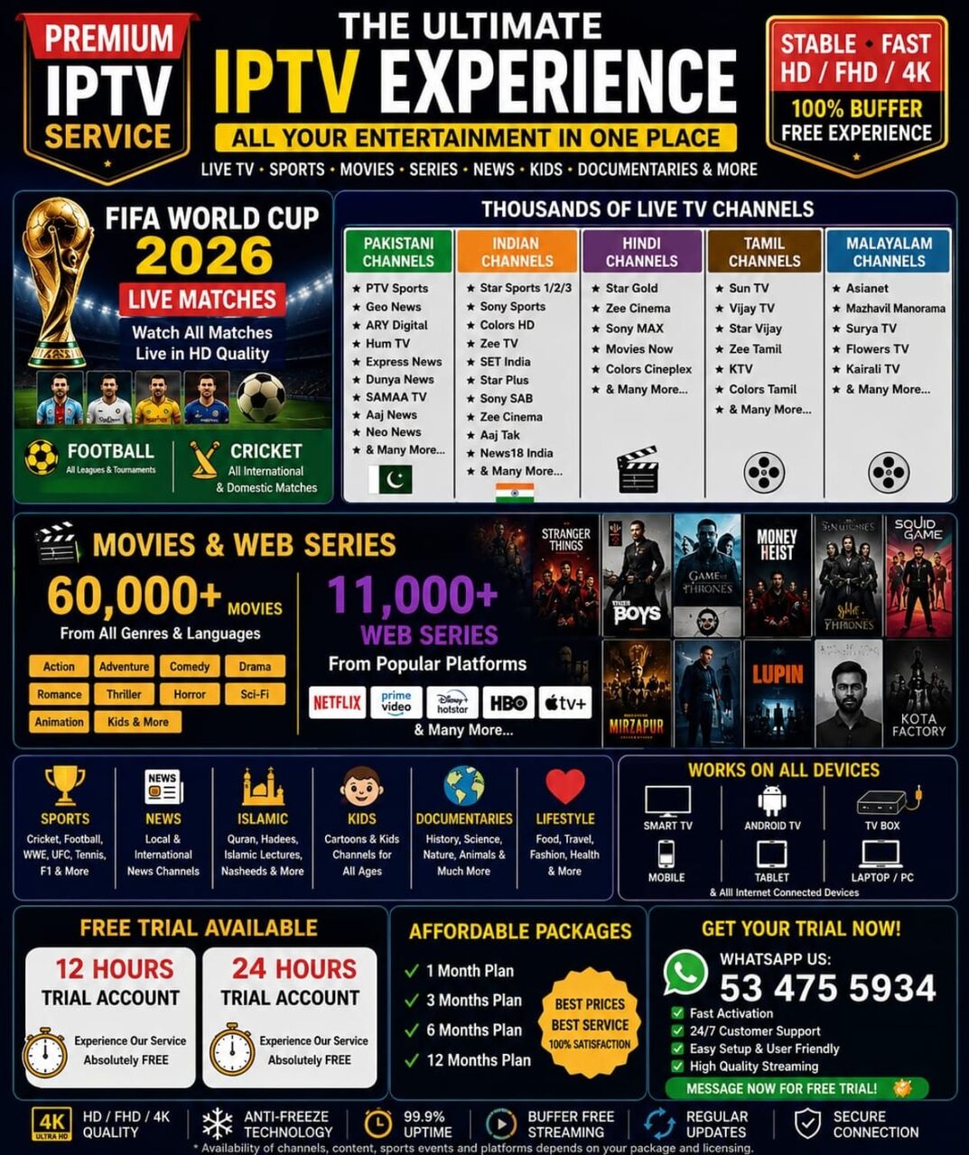 Riyadh, Furniture, SAR 20,  🎁iPTV🎬Jhakas OFFER🏏⚽Smart TV Entertainment 4 Indian📺Live🏏Cricket,Movies,News,Dramas🎁