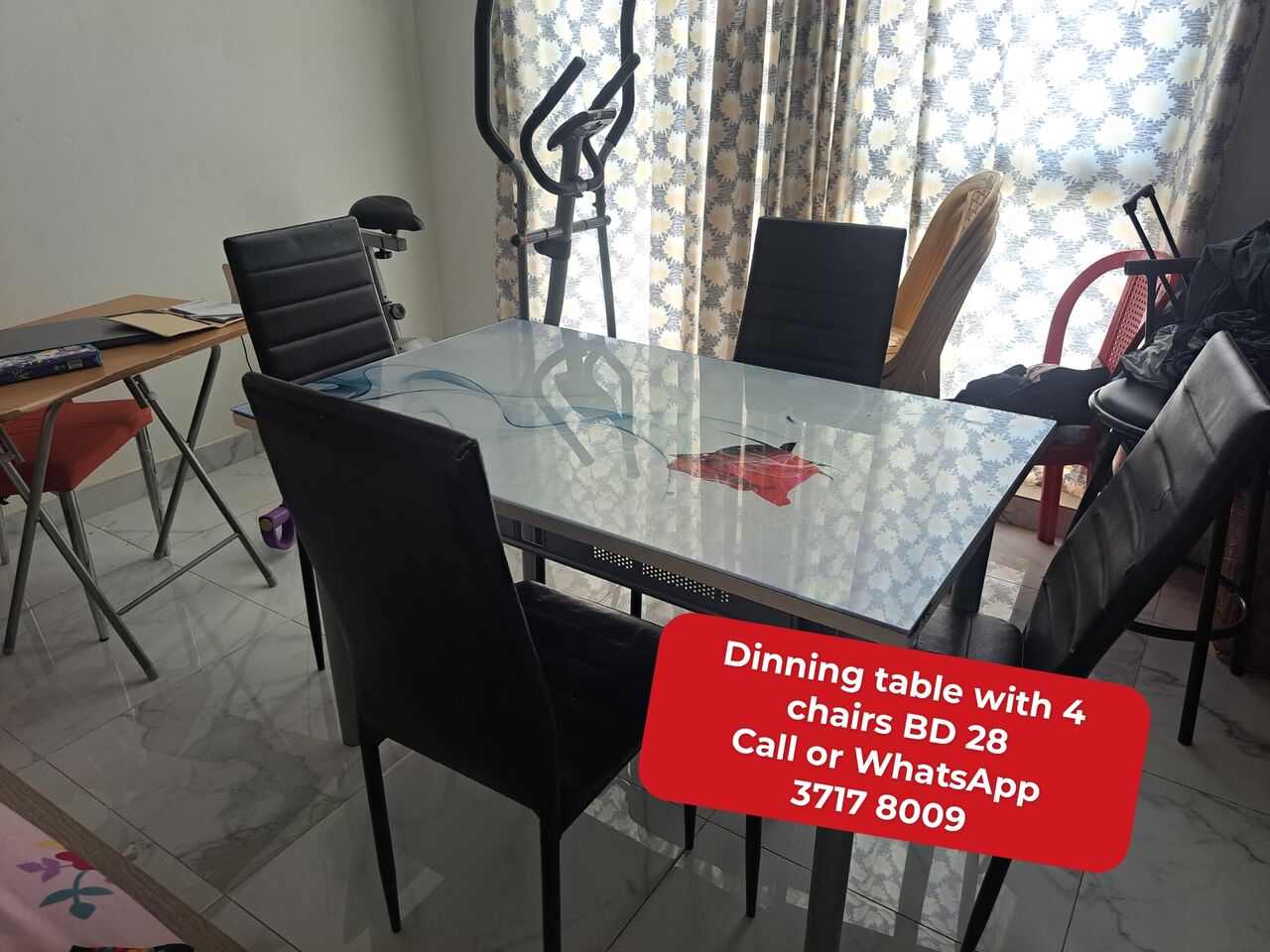 Manama, Furniture, BHD 28,  @@Dinning Table With 4 Chairs In Good Condition For Sale With Delivery
