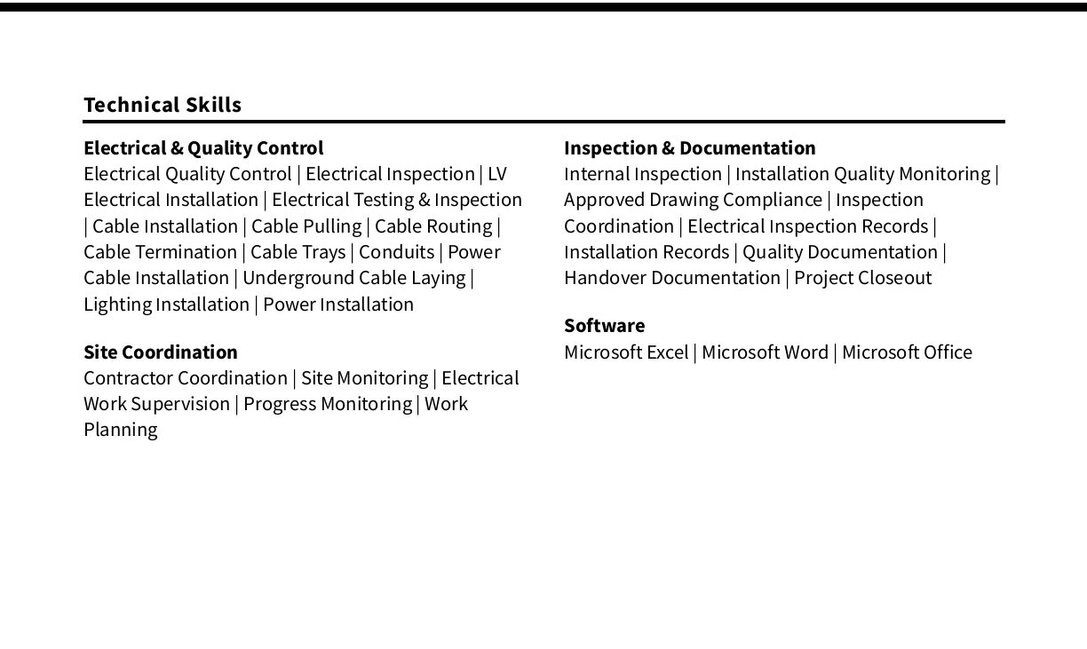 Riyadh, Job Seekers, QC ELECTRICAL ENGINEER