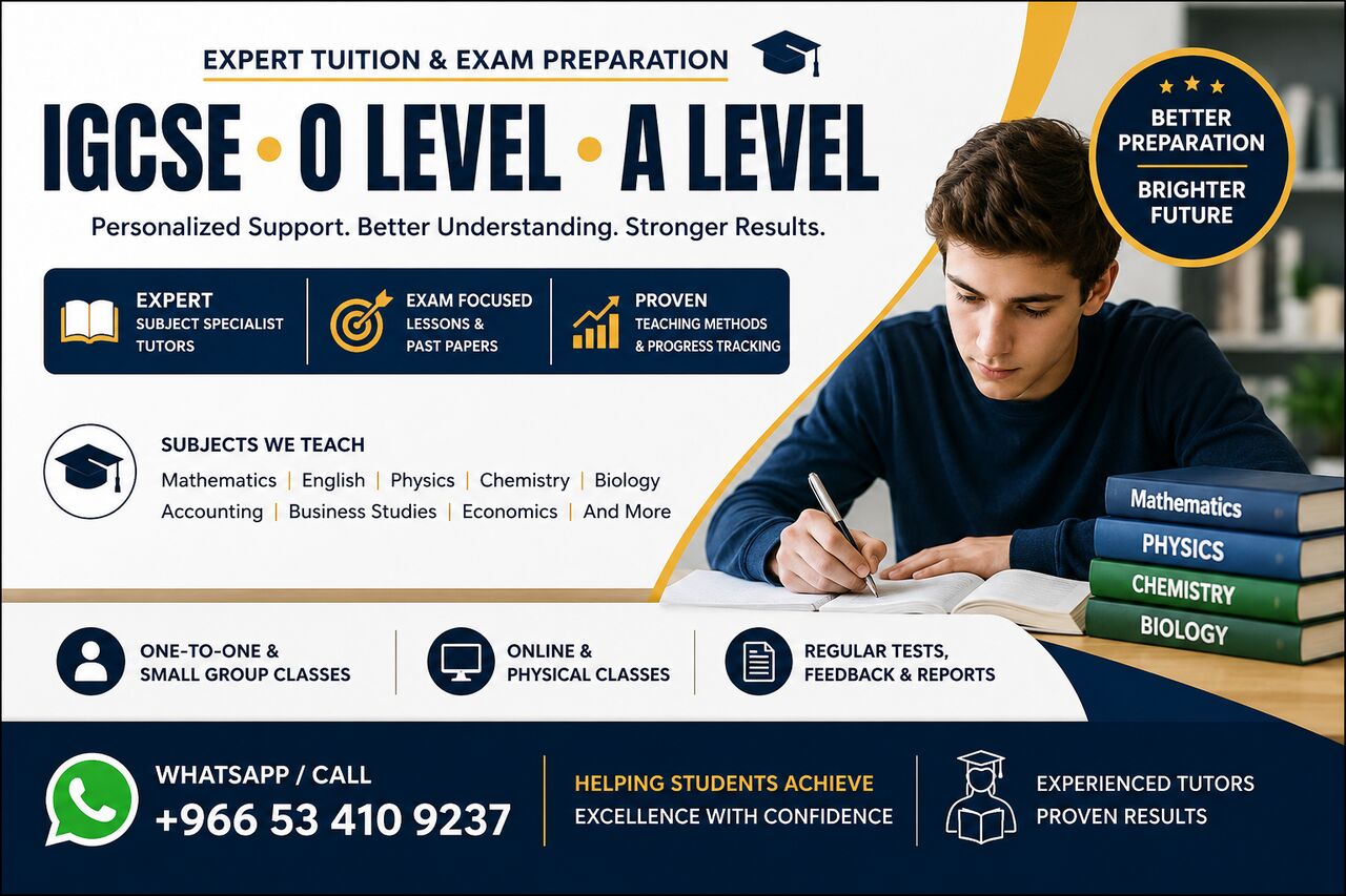 Khobar, Lessons Wanted, IGCSE &bull; O Level &bull; A Level | Expert Tuition & Exam Preparation