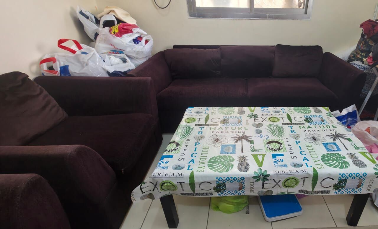 Bani Malik, Furniture, SAR 400,  5 Seater Sofa Set With IKEA Coffee Table For Drawing Or Lounge In Good Condition