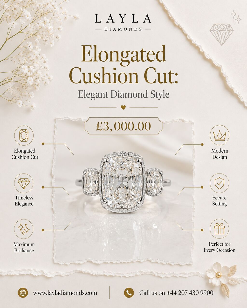 London, Jewelry, GBP 3,  Elongated Cushion Cut: Elegant Diamond Style | Layla Diamonds