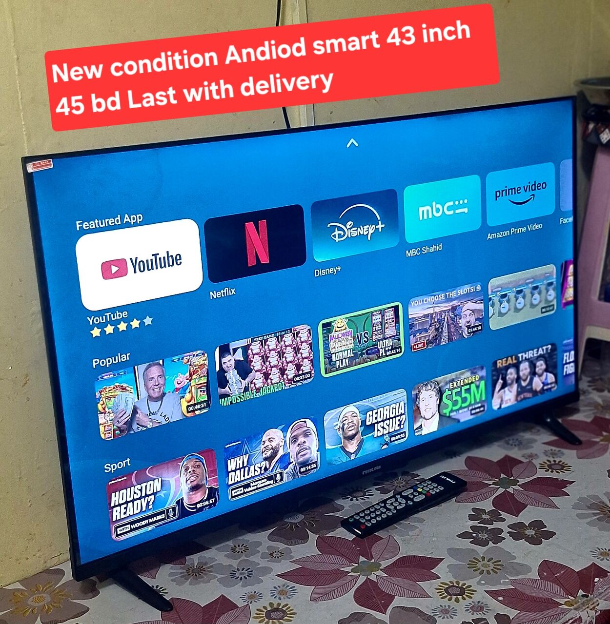 Manama, Electronics, BHD 45,  New Condition Android Smart Tv 43 Inch With Delivery 45 Bd Msg 3670 8372 Wts Ap No Call