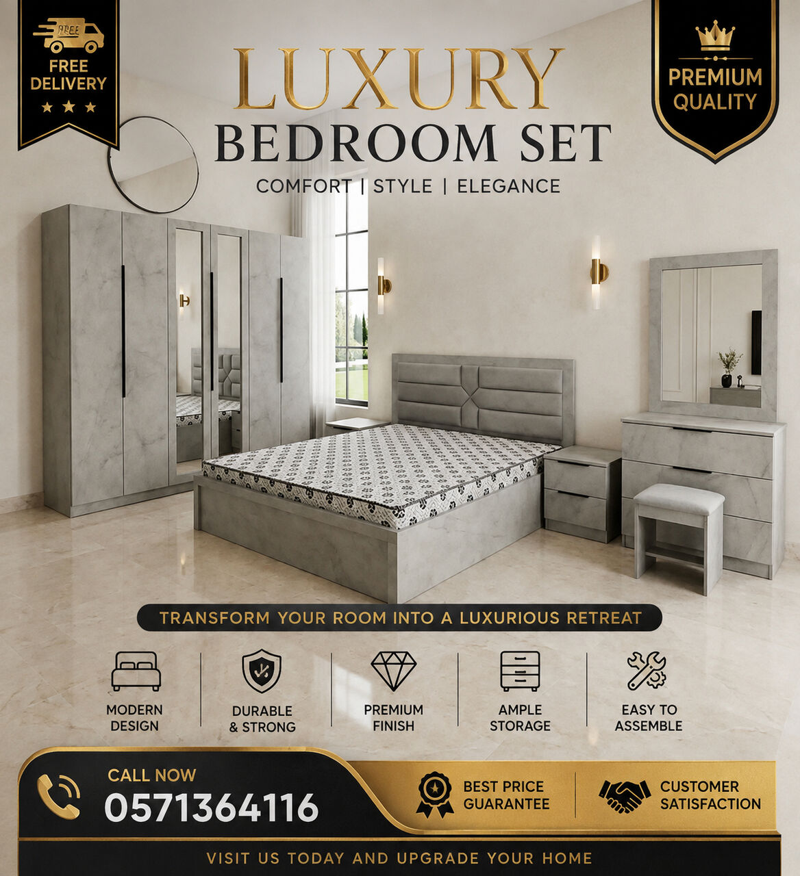 Jeddah, Furniture, SAR 5,  Luxury Bedroom Set Available
