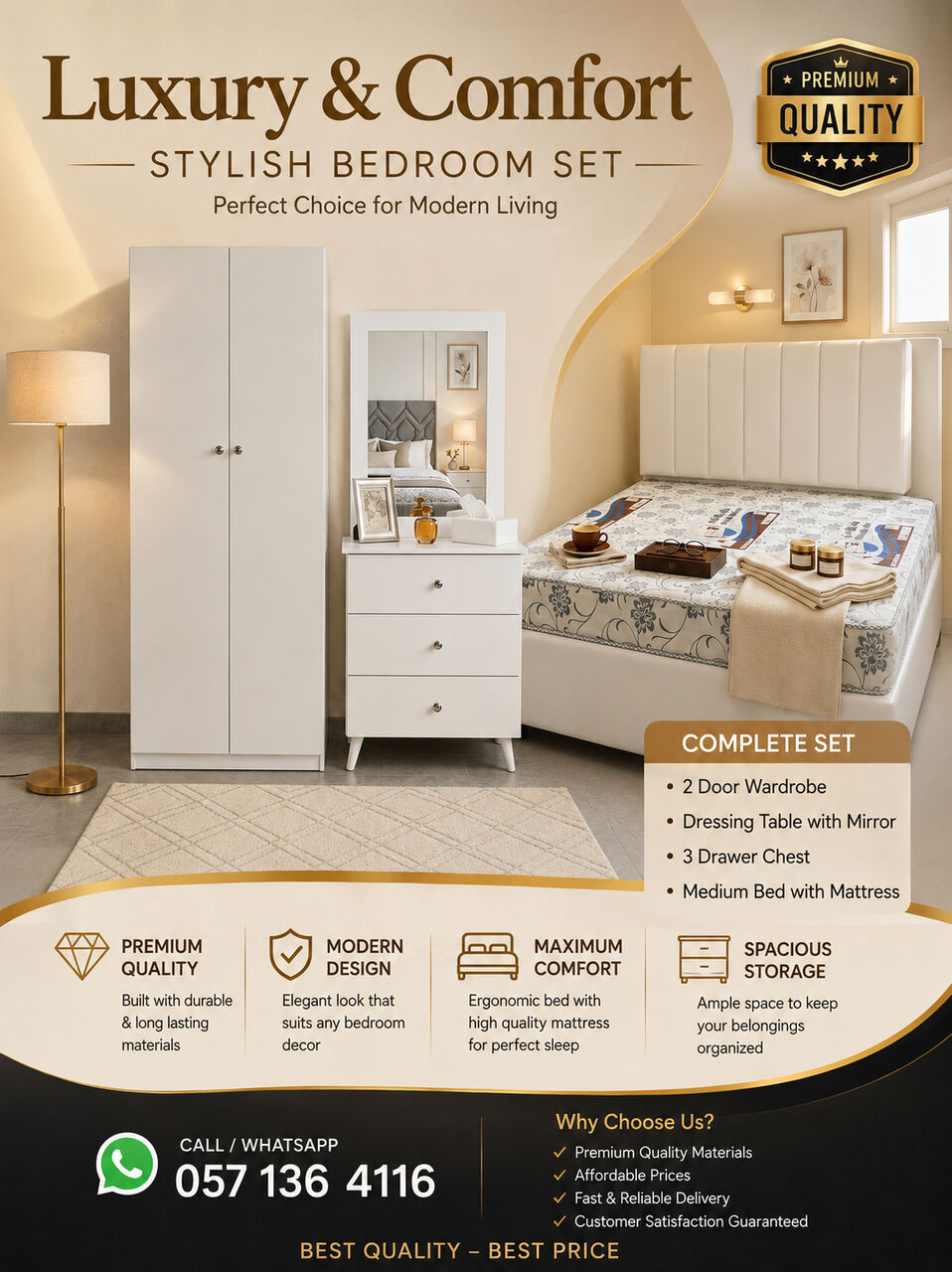 Jeddah, Furniture, SAR 5,  Luxury Bedroom Set | Premium Quality | Stylish & Comfortable