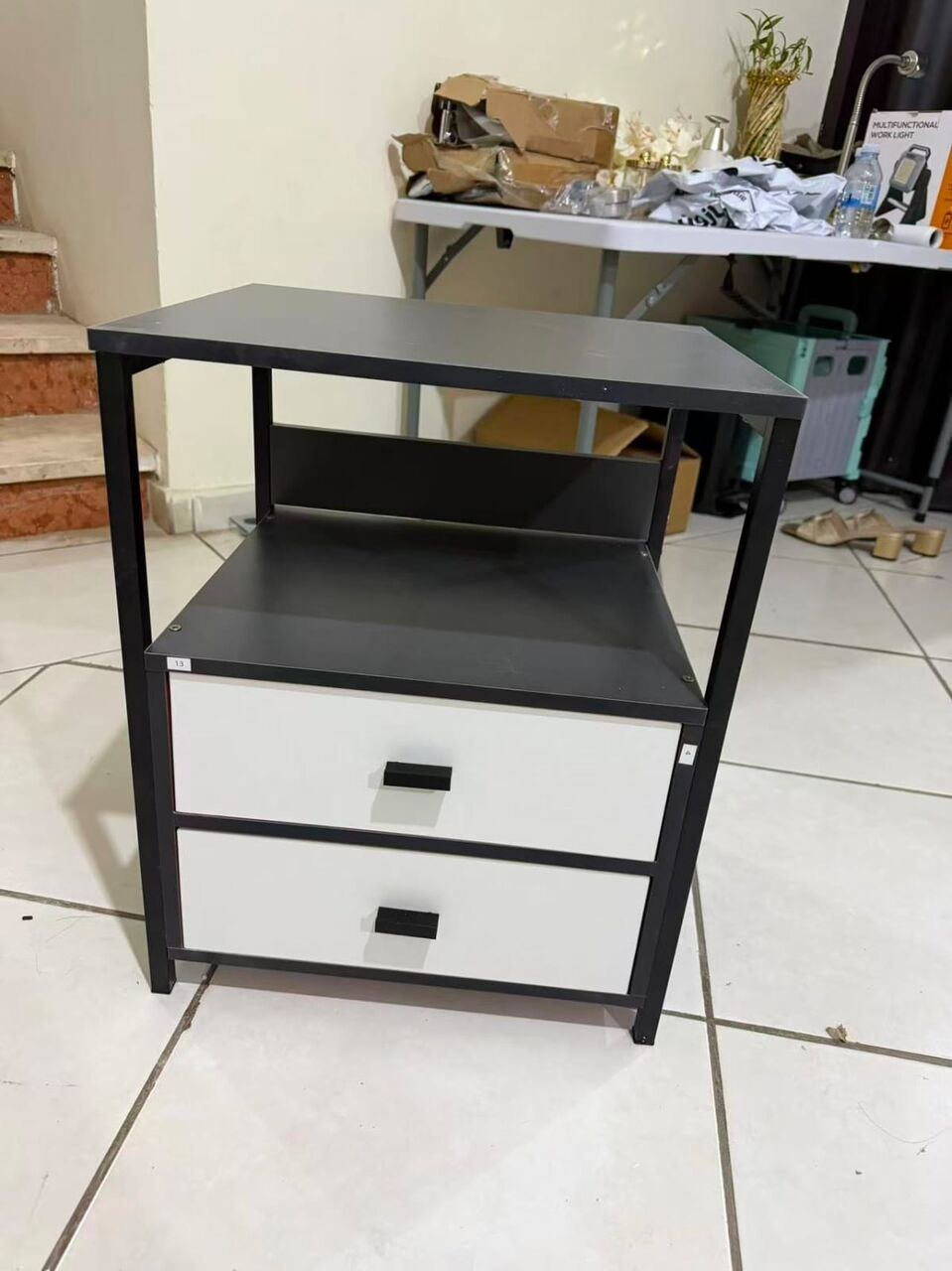 Riyadh, Furniture, SAR 100,  Black Bed Side Table, Double Drawer With Two Surface