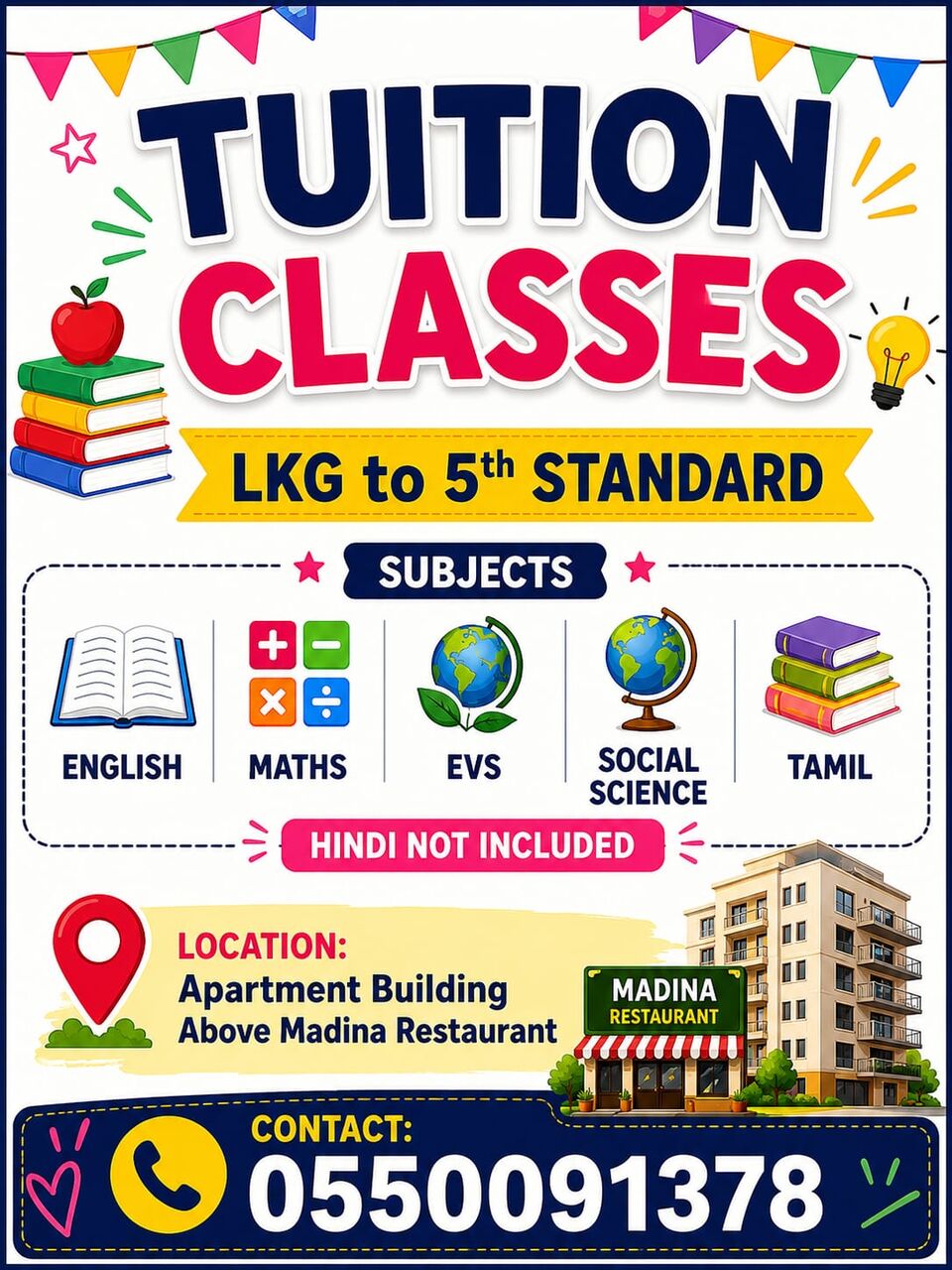 Dammam, Lessons Offered, Tuition Classes (LKG To 5th Standard)