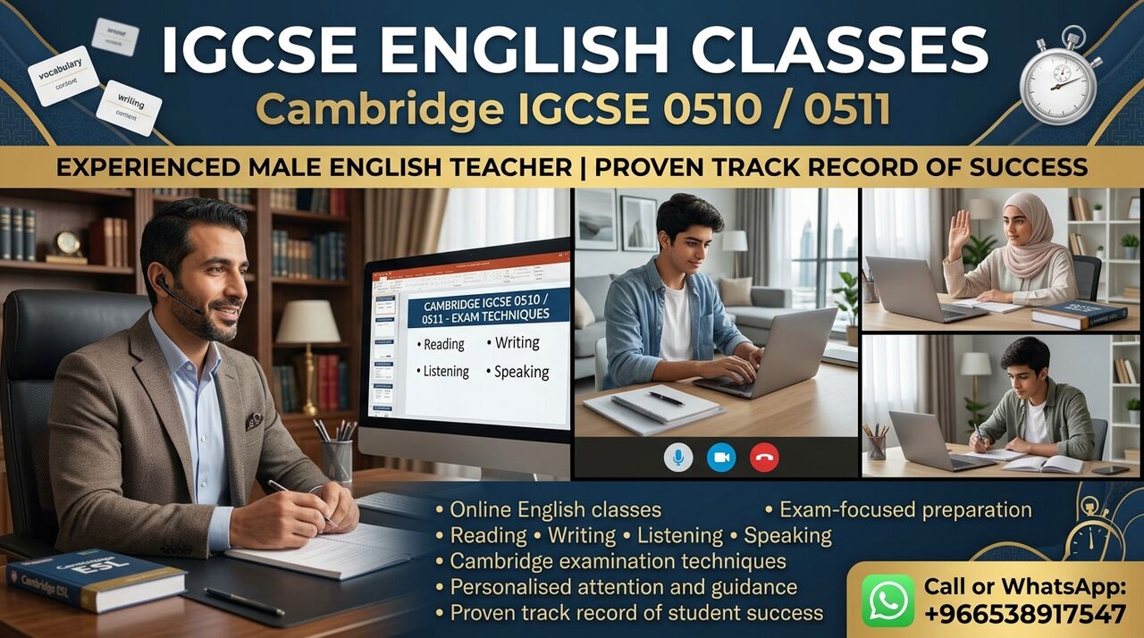Dubai, Lessons Offered, IGCSE English Classes &ndash; Online