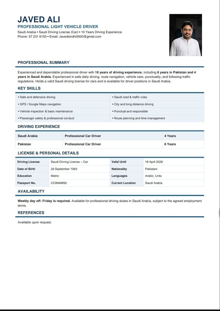 Jeddah, Job Seekers, Driver