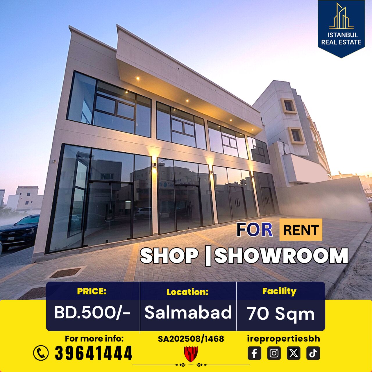 Salmabad, Shops, BHD 500,  70 Sq. Meter,  Commercial Shop | Showroom ( 70 SQM  )For Rent In Salmabad BD.500/-