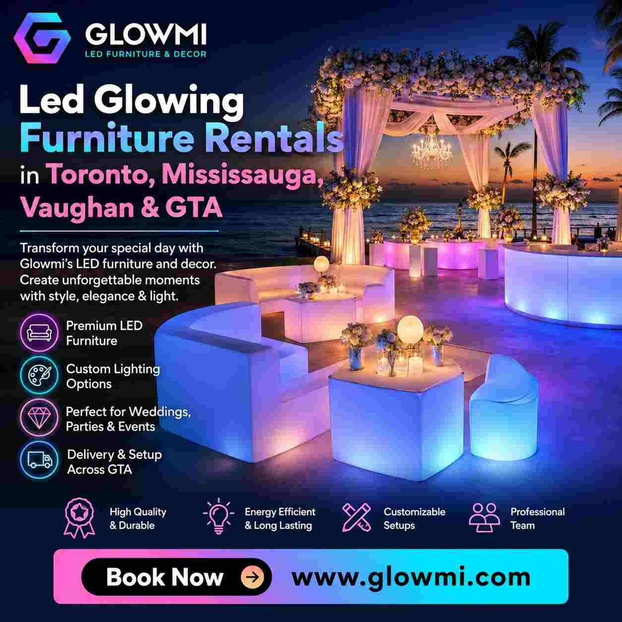 Mississauga, Furniture, CAD 300,  Led Glowing Furniture Rentals In Toronto, Mississauga, Vaughan & GTA