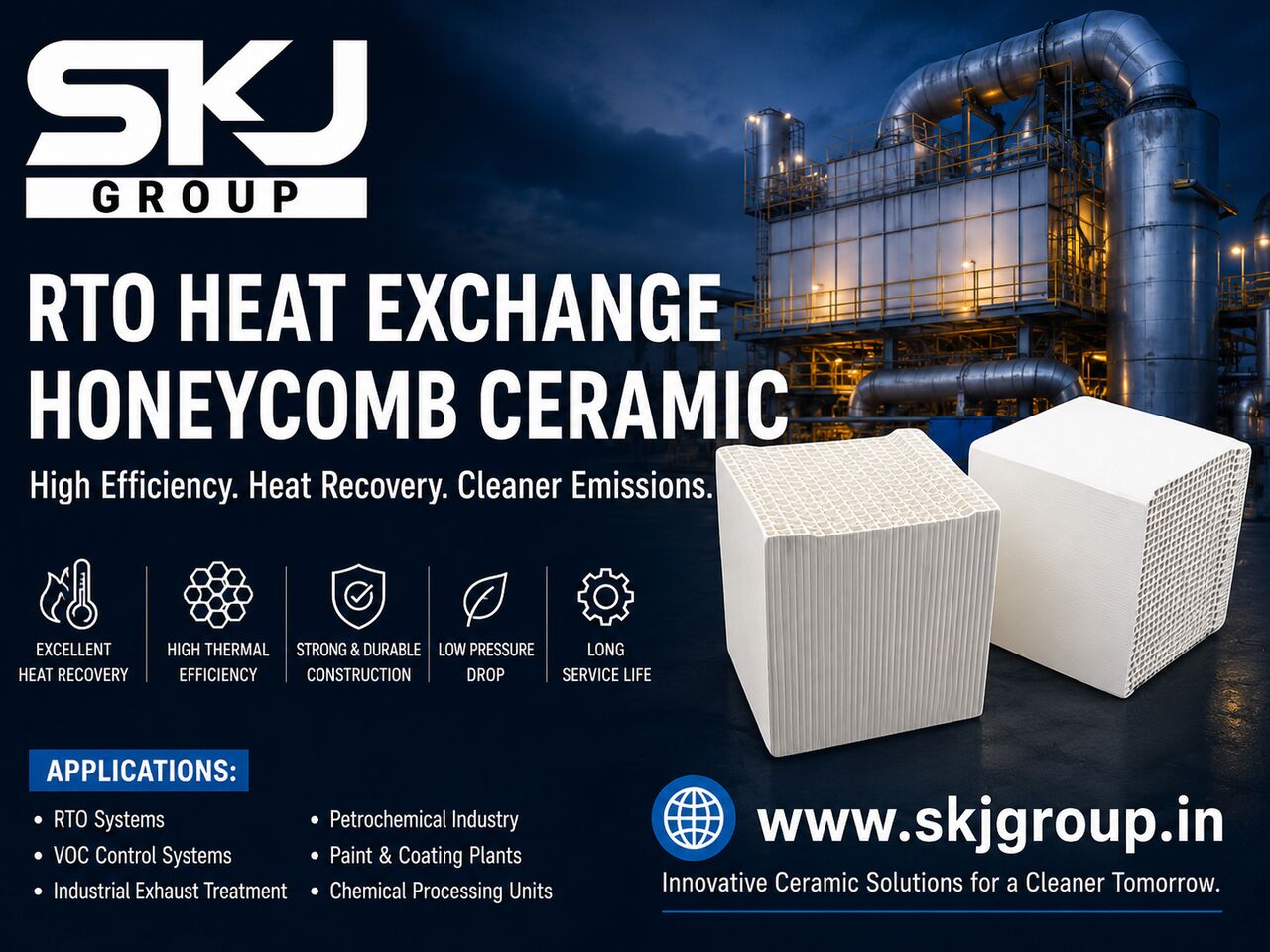Bhopal, Materials, RTO Heat Exchange Honeycomb Ceramic Manufacturer For RTO Systems.