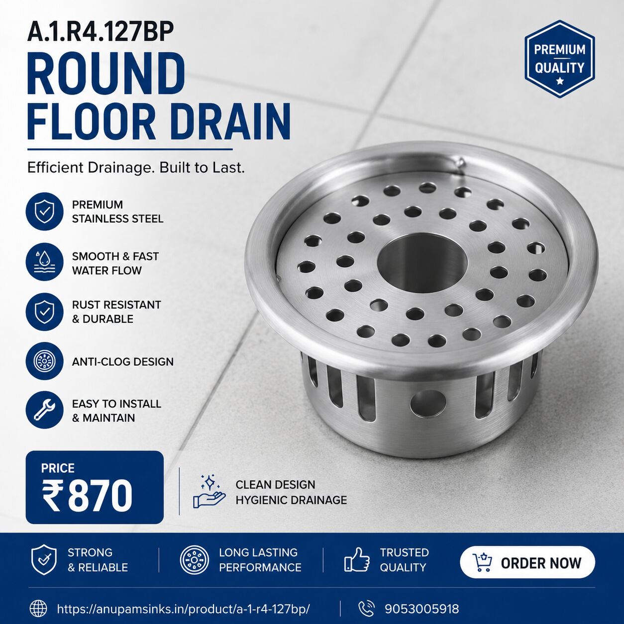 Delhi, Household Items, INR 280,  Premium Round Shape Floor Drain For Modern Bathrooms