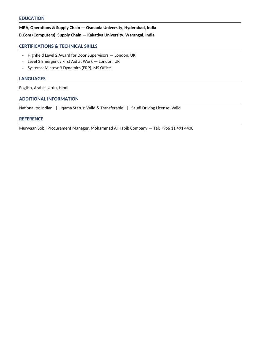 Jeddah, Job Seekers, Procurement Officer | Looking For Job | Immediately Joining