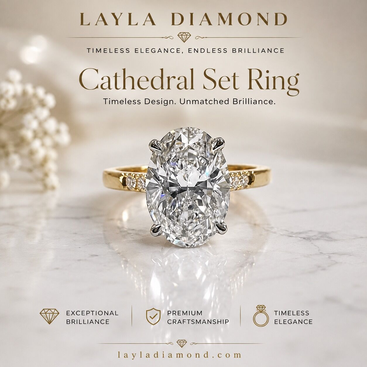 London, Jewelry, GBP 2950,  Luxury Cathedral Set Ring With Exceptional Diamond Sparkle