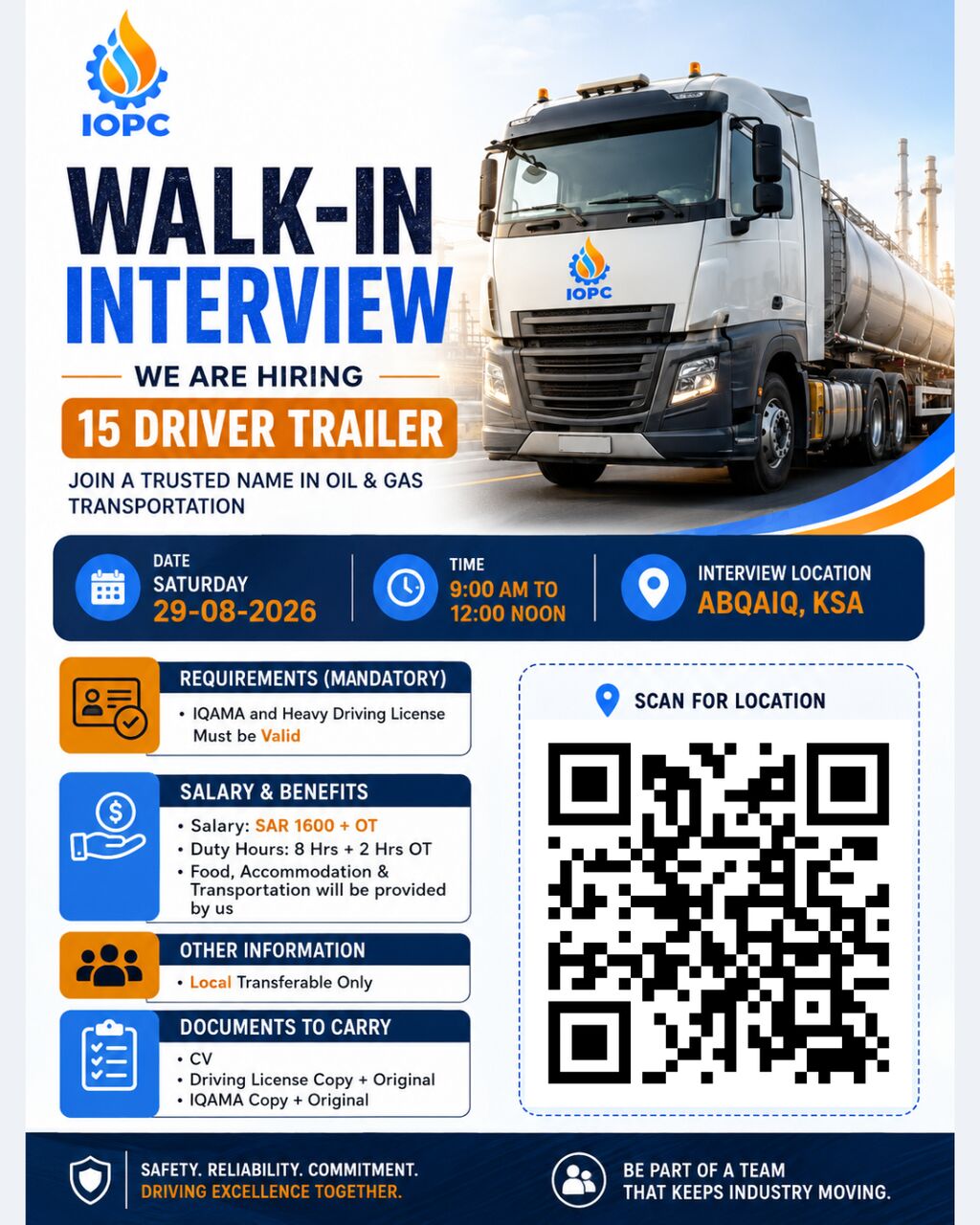 Abqaiq, Jobs, Urgent Hiring - Trailer Driver - Valid IQAMA And License