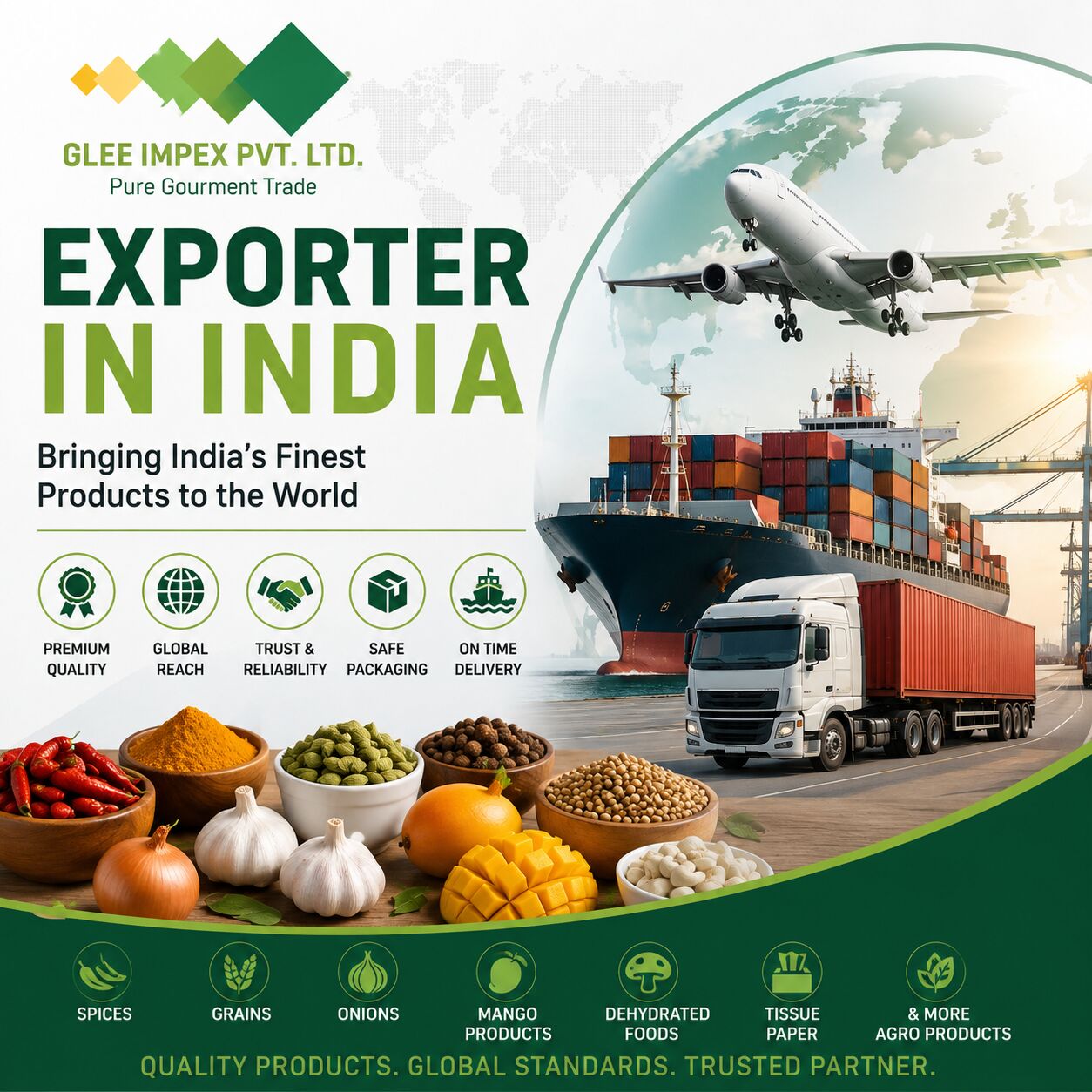 Mumbai, Food, Exporter In India: Reliable Indian Exporter For Global Trade | Glee Impex