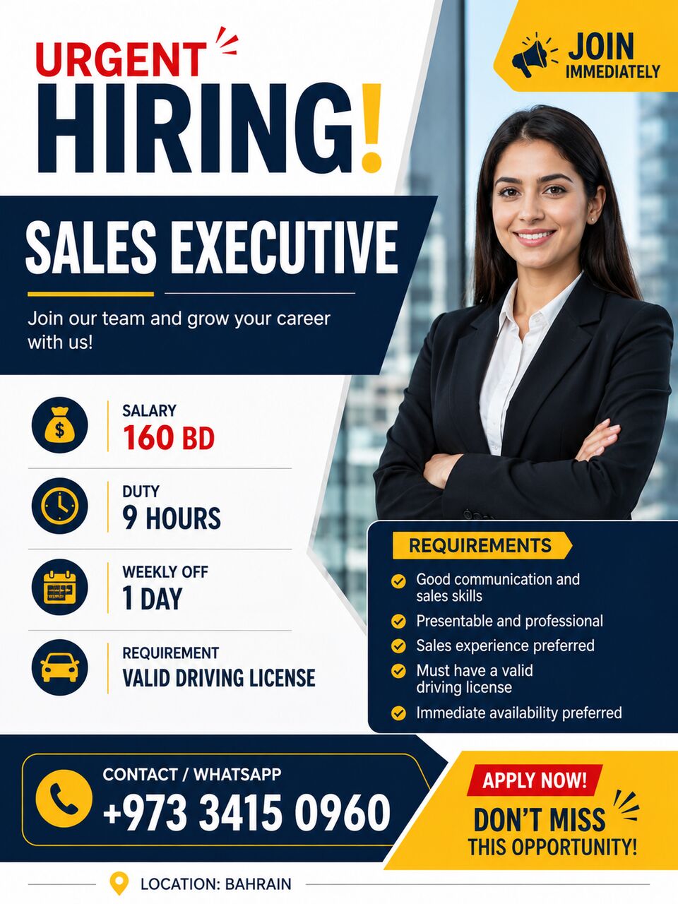 Manama, Jobs, Sales Executive