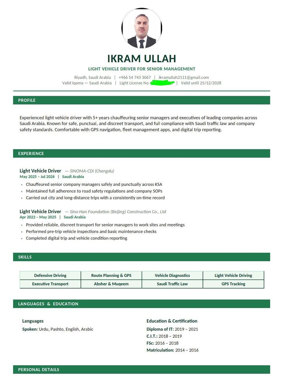Riyadh, Job Seekers, Apply For A Light Driver