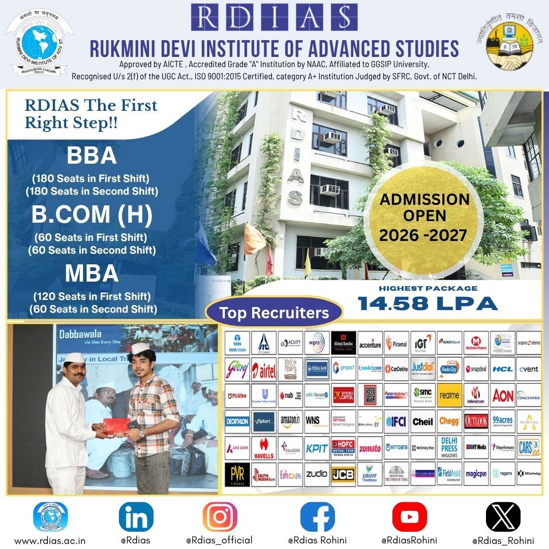 New Delhi, Education, Best BBA Colleges In Delhi NCR With Strong Placement Opportunities - RDIAS