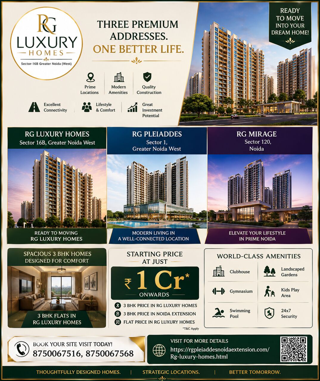 Greater Noida, Real Estate, Find The Right Home In Noida & Greater Noida: RG Luxury Homes, RG Pleiaddes And RG Mirage