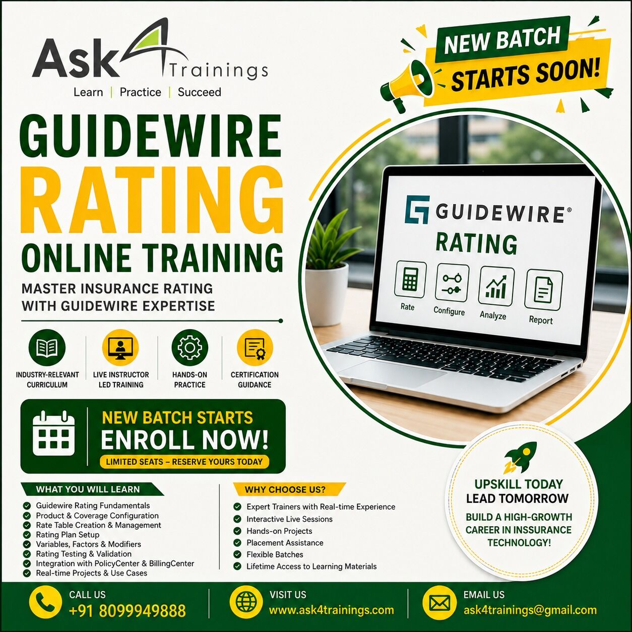 Hyderabad, Computers, INR 25000,  Guidewire Rating Online Training | Job Ready Course