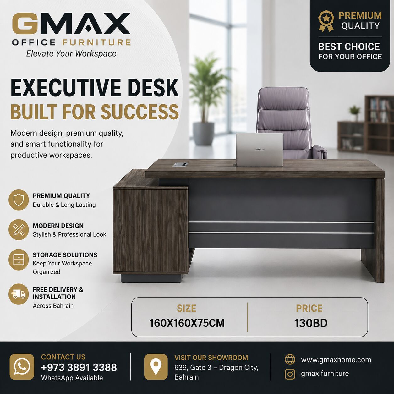 Manama, Furniture, BHD 130,  OFFICE DESK 160X160X75CM