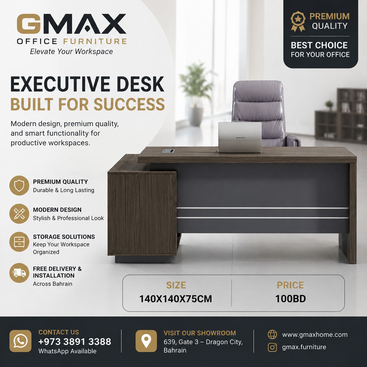Manama, Furniture, BHD 100,  OFFICE DESK 140X140X75CM