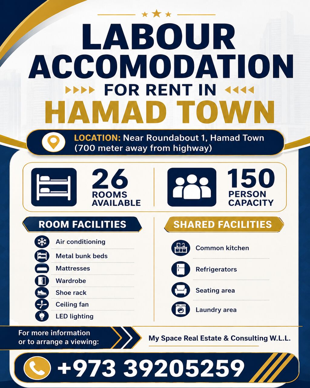 Hamad Town, Staff Accommodation, BHD 45,  Labour Accommodation For Rent In Hamad Town