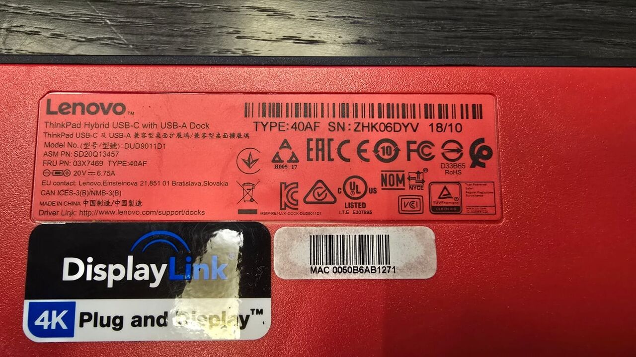Al Safa, Computers, SAR 270,  ThinkPad Hybrid USB -C With USB-A Dock Type:40AF Including Power Supply