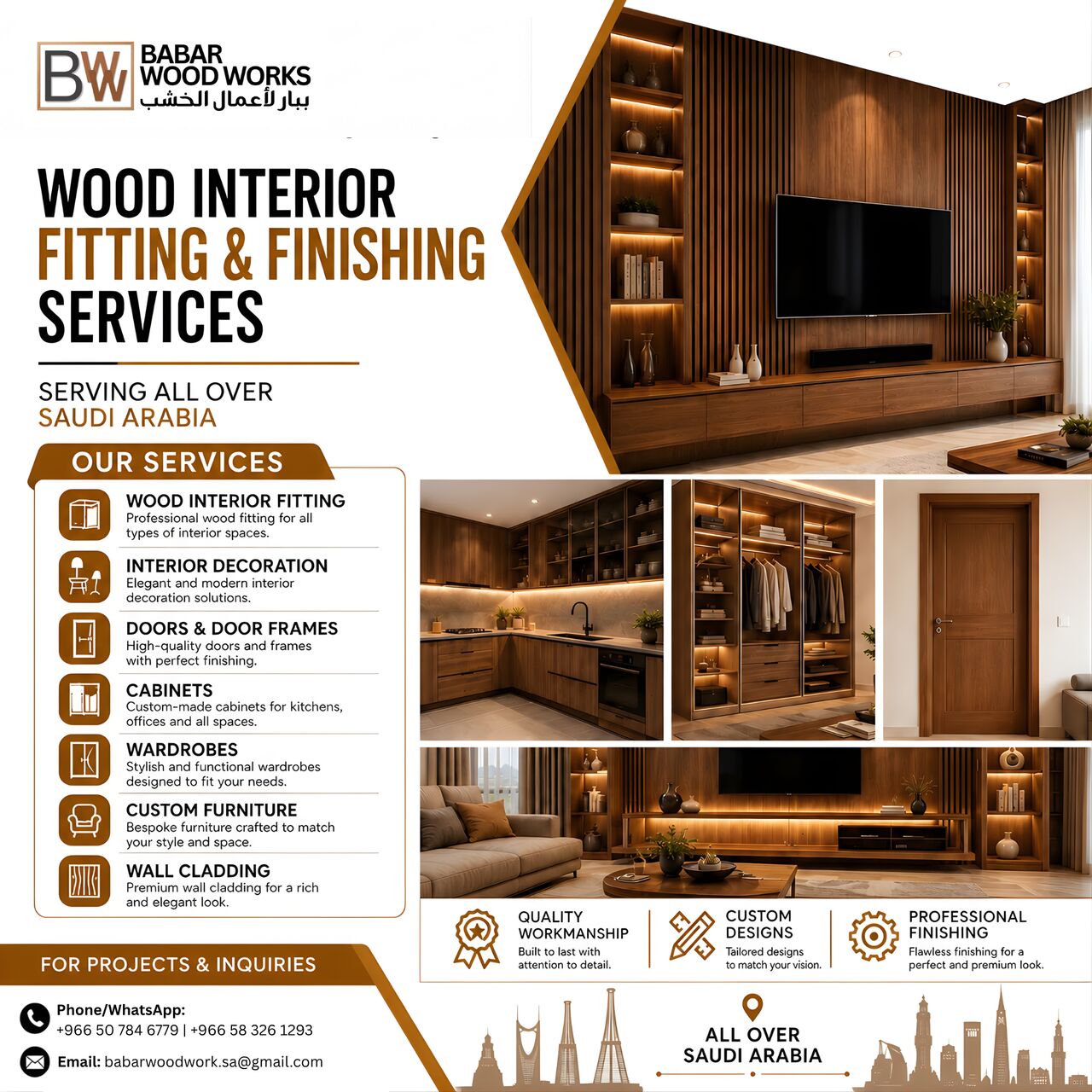 Jubail Industrial City, Construction, Expert Woodwork, Custom Design & Quality Finishing