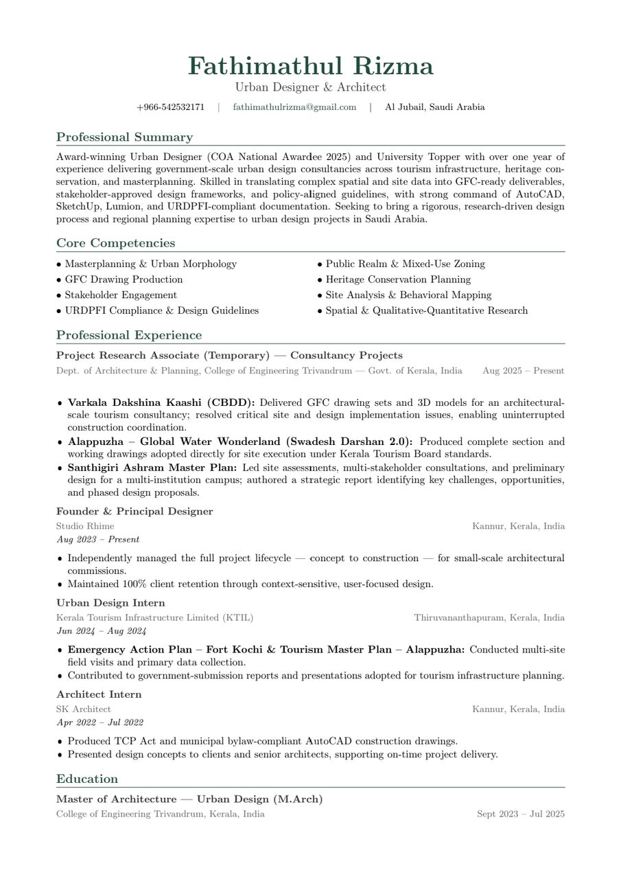 Riyadh, Job Seekers, Urban Designer/Architect