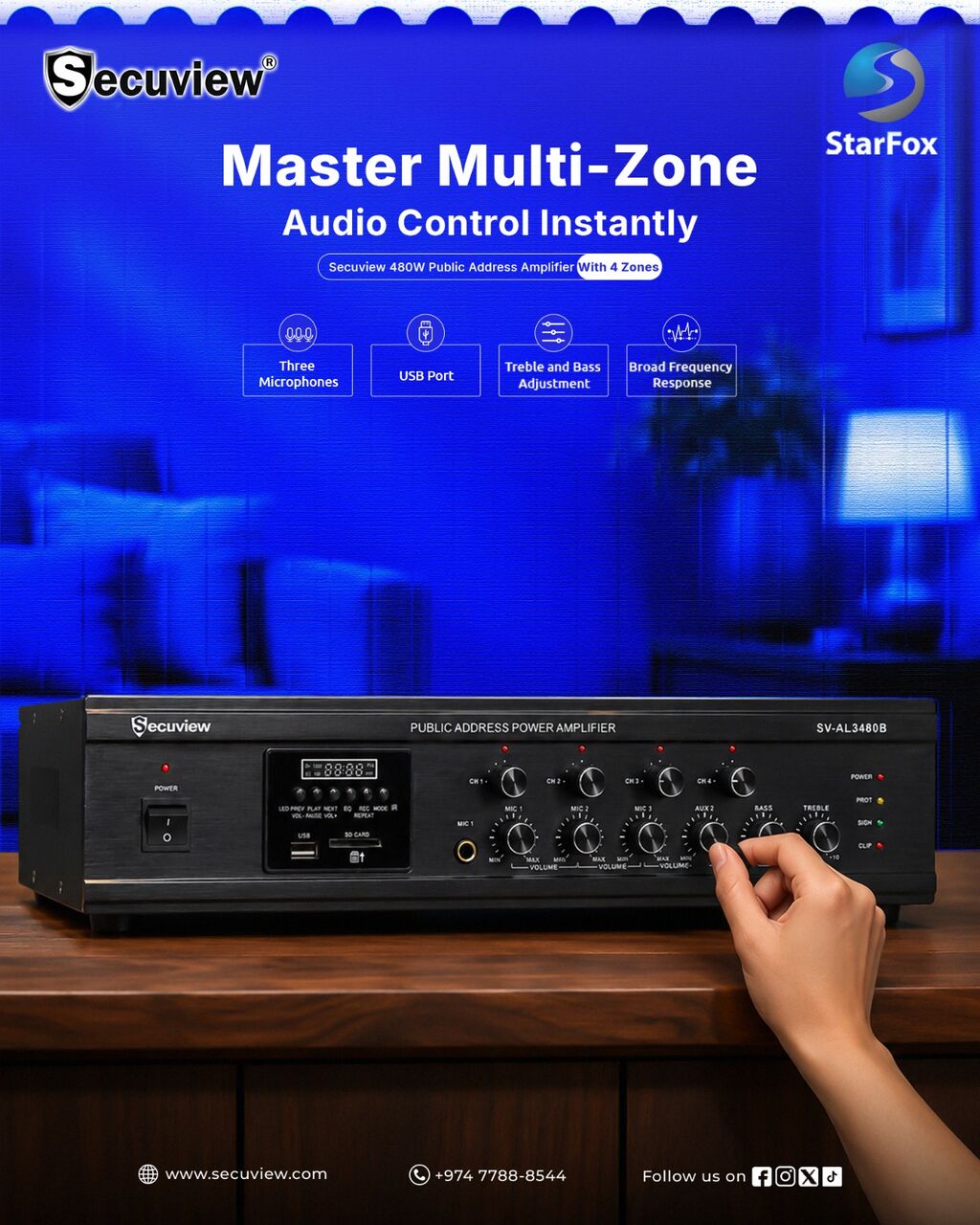 Doha, Electronics, QAR 1730,  Secuview 480W Public Address Amplifier With 4 Zones