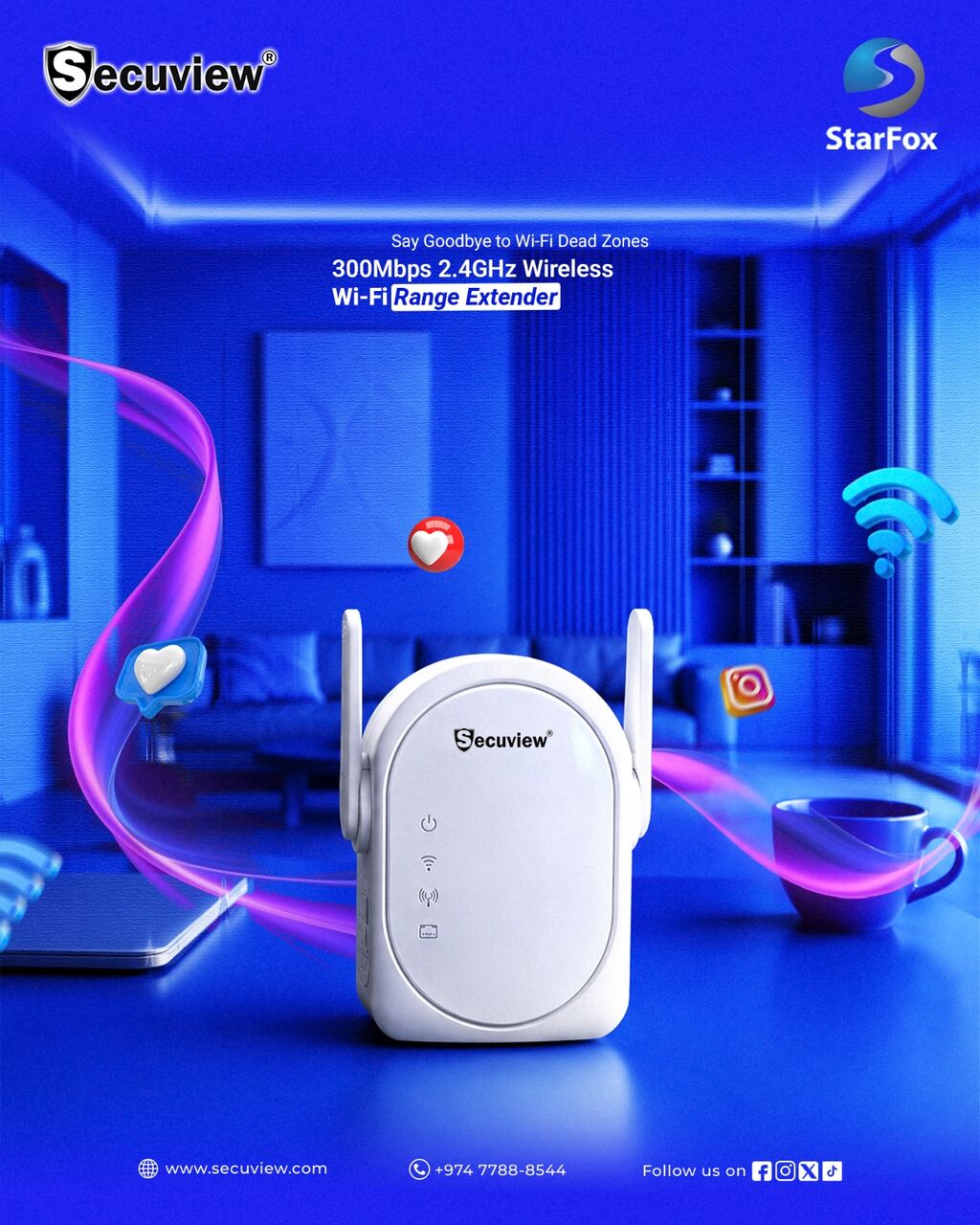 Doha, Electronics, QAR 65,  Secuview 300Mbps 2.4GHz Wireless Wi-Fi Range Extender.