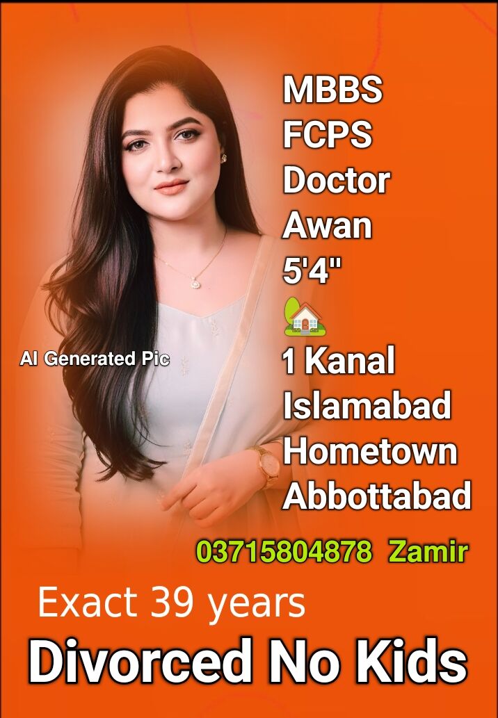 Abbottabad, Seeking Groom, 39,  Beautiful FCPS Doctor