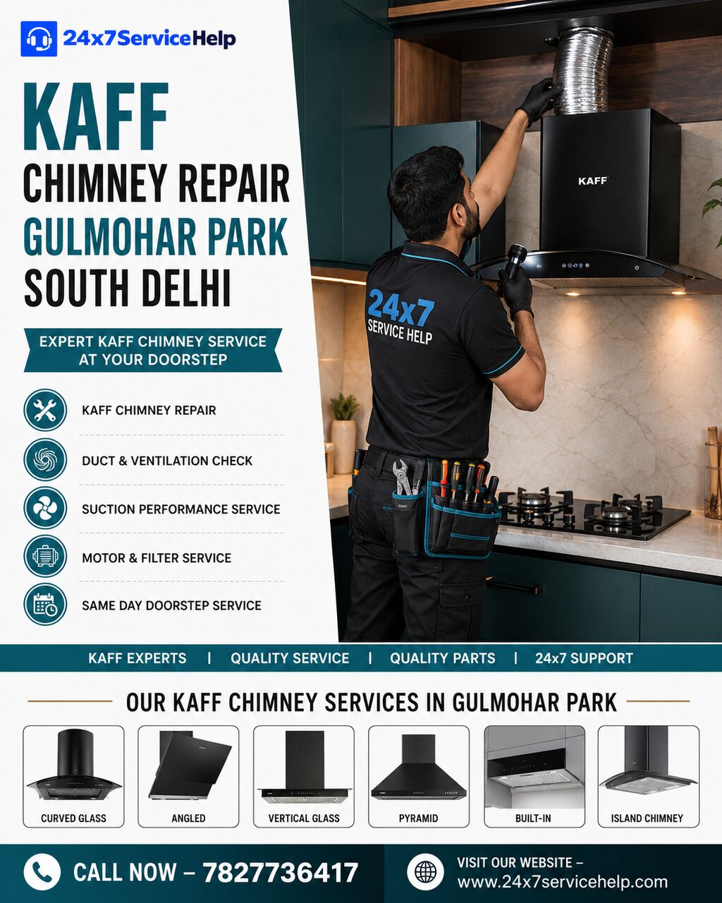 New Delhi, Appliance Repair, Kaff Chimney Repair Service In Gulmohar Park South Delhi