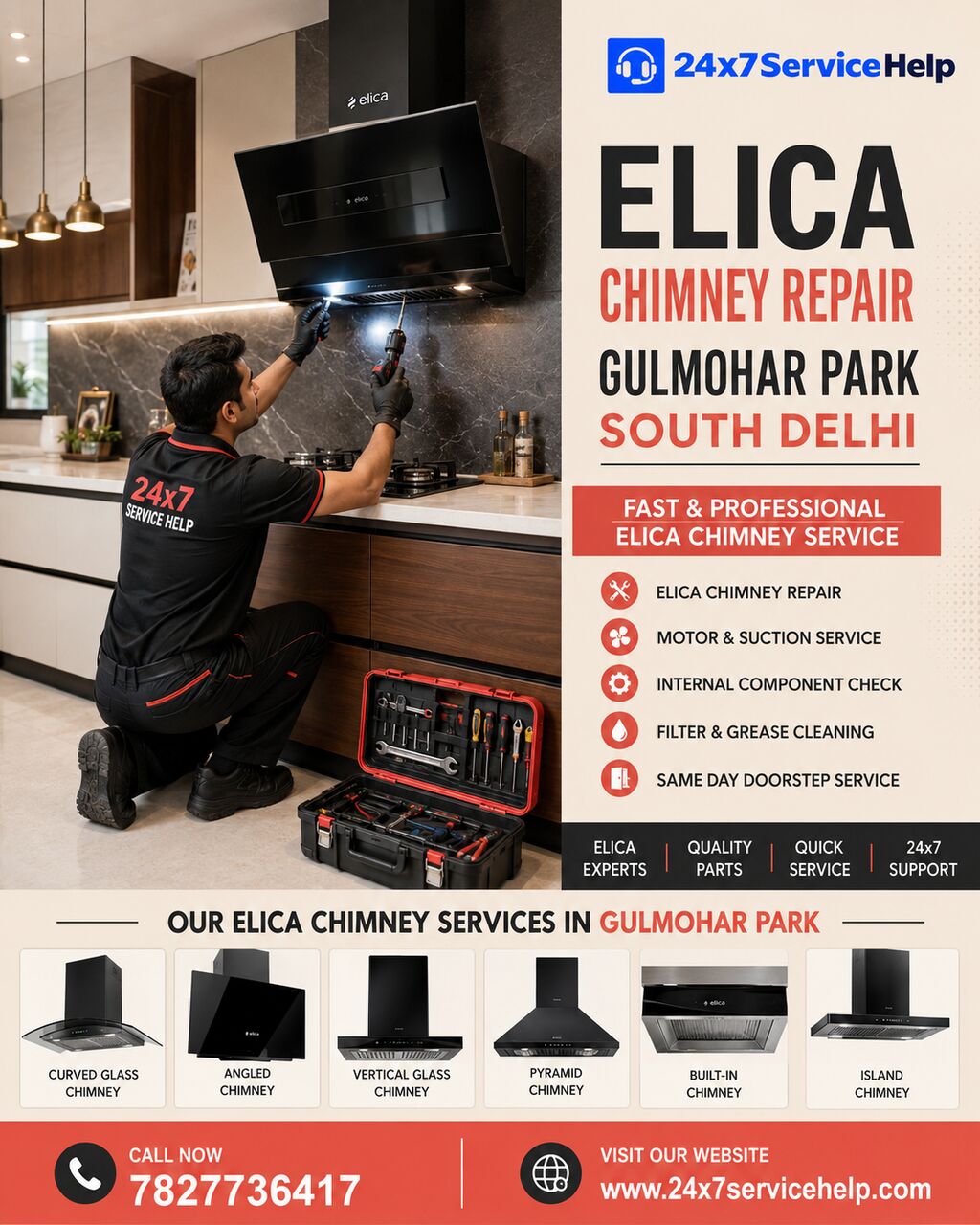 New Delhi, Appliance Repair, Elica Chimney Repair Service In Gulmohar Park South Delhi