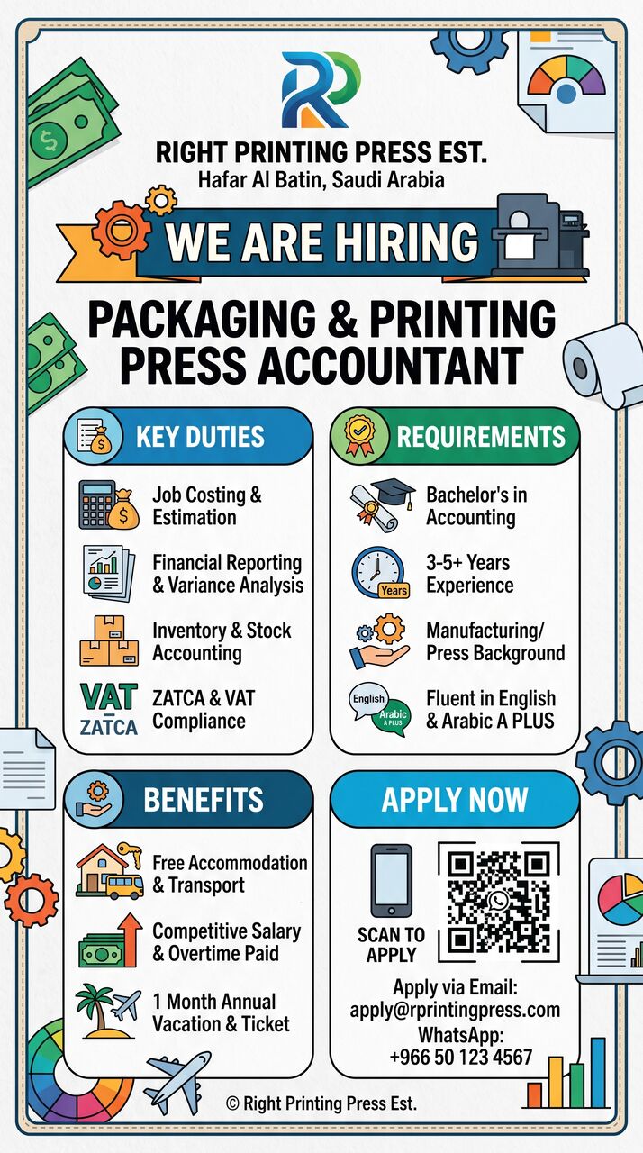 Riyadh, Jobs, Packaging & Printing Press Accountant