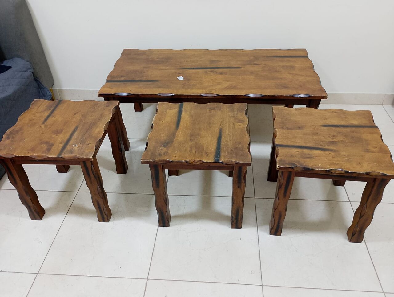 Al Khobar Al Shamalia, Household Items, SAR 800,  Wooden Center Table With 3 Stools ;  Mattress Fluffy Cover (new) ; 6" X 6" New Mattress